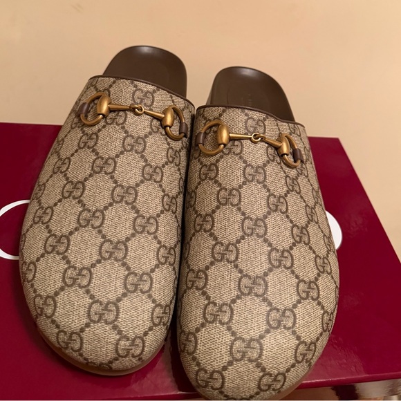 Gucci Beige Brown GG Supreme Horsebit Mule - Picture 4 of 9